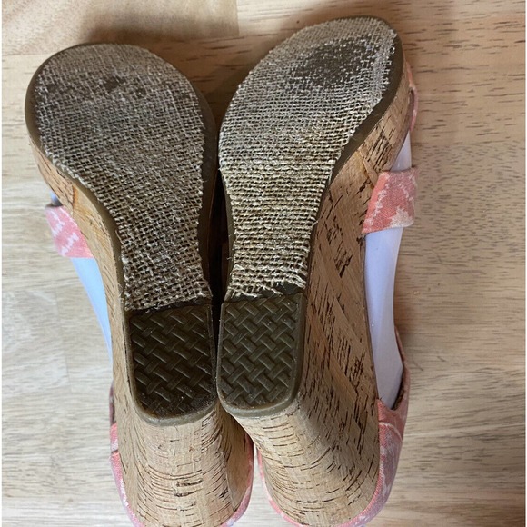 Toms Women’s Size 8 Dusty Rose/Ivory Southwestern Aztec Cork Wedge Heel Sandals - Picture 12 of 12